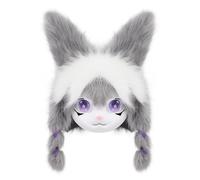 Rolamumu Fursuit - Máscara de cabeza de animal de peluche, accesorios para disfraces y cosplay peludos, C, talla unica