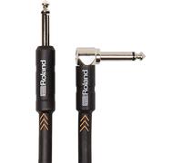 ROLAND Cable de instrumento de la serie negra, conector acodado/recto de 1/4 pulgadas, 20 pies