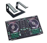Roland DJ-202 - Controlador de DJ USB de 2 canales y 4 cubiertas con soporte para portátil Keepdrum, color negro