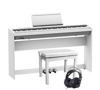 Roland FP-30X blanco con configuración completa con soporte, banco y auriculares