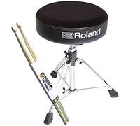 Roland Taburete para batería RDT-R con asiento redondo y baquetas Keepdrum (1 par)