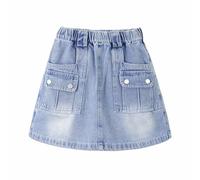 Rolanko Faldas Vaqueras para Niñas, Línea A Cintura Elástica Minifaldas Vaqueras con Shorts Incorporados, Cargo, 140, 9-10 Años