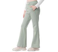 Rolanko Pantalones de Niña de Cintura Elástica con Uniforme Escolar Lisos y Acampanados Pantalones de Deporte, Judía Verde, Talla: 13-15 Años/170