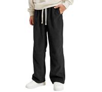 Rolanko Pantalones de Pana para Niño con Cintura Elástica de Pierna Recta | Estilo Vintage, Múltiples Bolsillos, Corte Holgado