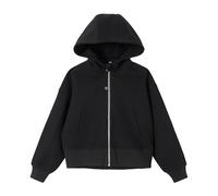 Rolanko Sudadera con Capucha y Cremallera para Niñas, Chaqueta con Capucha de Manga Larga Sudadera con Bolsillos para Niños de 6 a 15 Años, Negro, 6-7 años, 130