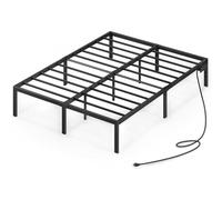 Rolanstar Base de Cama, Camas Matrimoniales con Función de Carga y LáMinas de Acero Robustas, Espacio de Almacenamiento de 31 cm Debajo de la Cama, Cama de Metal para Dormitorio (160 X 200 cm)