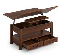 Rolanstar Mesa Centro Elevable, Mesa Salon con Cajón y Compartimento Oculto, Mesas Elevables Modernas Convertible en Comedor, 100 X 50 cm, marrón Oscuro