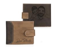 RolaOnly Hombre Carteras de Fotos Nombre Grabado Personalizadas Tarjetero Plegable con Cadena Tarjetas de crédito Monedero de Bifold Regalo de Cumpleaños/Navidad/San Valentín/Día del Padre (# 2)