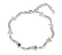 RolaOnly Mujer Pulsera Personalizada de Estrellas con 3 Nombres Piedra del zodíaco Plata de Ley 925 Cadena Ajustables Plata Joyas Regalo de Mujer Mamá Esposa para Día de Navidad