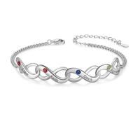RolaOnly Pulseras Personalizadas Mujer Pulsera Infinita de Plata con Nombres Grabados Regalos para Día de la madre Navidad Cumpleaños (4 Nombres)