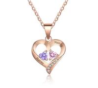 RolaOnly Regalos de Nochebuena para Mujeres, Collar personalizado, Plata S925, Grabado Individualmente con 2-5 Piedras de Nacimiento y Nombre, Collares Colgantes de Corazón Diseñados a Medida