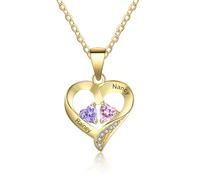 RolaOnly Regalos de Nochebuena para Mujeres, Collar personalizado, Plata S925, Grabado Individualmente con 2-5 Piedras de Nacimiento y Nombre, Collares Colgantes de Corazón Diseñados a Medida