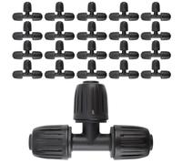 Rolcoassuns 20P Conectores em T de 1,2 polegadas para tubo de rega de 16 mm, conectores para sistemas de irrigação por gotejamento, jardim e relva