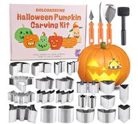 Rolcoassuns Juego de 27 piezas de tallado de calabaza, herramientas de tallado de calabaza de Halloween, juego de tallador de calabaza de acero inoxidable, decoración de Halloween