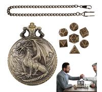 Role Playing Dice Set, Pocket Watch Case Dice, Dragon Pattern Dice Set, Pocket Watch Dice Case, Role Playing Dice Set Dragon Pattern Pocket Watch Dice Set Case for Friends and Family