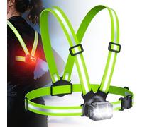 Rolgno Luz Running con Luz Trasera, 500LM Luz para Correr de Noche con 360° Reflectante Correas Dobles, 7+2 Modos & 45° Ajustable, Chaleco Reflectante Impermeable IPX4, Reemplazo de Linterna Cabeza