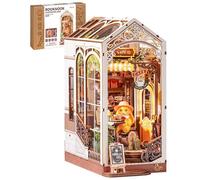 Rolife Book Nook DIY Miniature House Rabbit’s Coffee Holiday, Puzzle 3D de Madera Diorama Decorativo para Librería, Regalo Creativo de Navidad o Cumpleaños para Adultos
