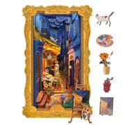 Rolife Book Nook Starry Night Café casa de muñecas con luz LED | Casa en miniatura DIY con iluminación dinámica y cubierta antipolvo. Sujetalibros creativo para adultos a partir de 14 años