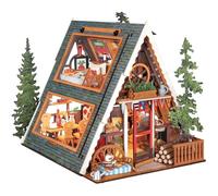 Rolife Casa de Muñecas Cabaña A-Frame Modelo de Madera Casa en Miniatura Sanación Natural Cabaña del Bosque de Cuento de Hadas Decoración del Hogar Regalo Creativo para Adultos