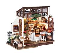 Rolife Casa de Muñecas Casa en Miniatura con Accesorios Hecha a Mano Kits Modelo para Adultos para Construir Juguetes Navidad Regalos de Cumpleaños para Mujeres (NO.17 Café)