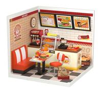Rolife Juego de construcción de casa de plástico en miniatura con LED adecuado para mini figuras, juguetes de construcción, kit de diorama, regalos para adolescentes y adultos (hamburguesas Yum Yum)