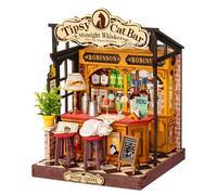 Rolife Maquetas Tipsy Cat Bar-136 Piezas DIY Miniature House Diorama, Casas Miniaturas para Montar Puzzle 3D Madera Book Nook para Adultos ¡Ningún Pegamento Necesario