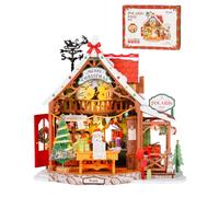 Rolife Polaris Post Casa en Miniatura de Madera, Navidad Book Nook | Nivel Intermedio, 6 Horas, Casa de Muñecas Madera con LED, DIY Kit Maquetas, Decoración Navidad, Regalo para las Miniaturas