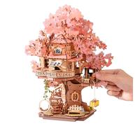 Rolife Puzzle 3D Casa Sakura en el Árbol, Maquetas Madera para Adultos de 535 Piezas, Kit de Construcción de Maquetas para Construir Adultos con Fijación Snap-Fit, Decoración con Flores de Sakura