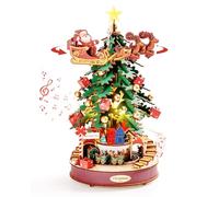 Rolife Puzzle 3D Madera Caja Musical Navidad, 319 Piezas Maquetas para Construir Adultos, Kit de Modelo con Tranvía Móvil y Luces LED, Ideal para Decoración de Árbol Navidad