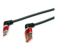 ROLINE Cable USB 2.0, Tipo-C - Tipo-A, ST/ST, rotación 360°, negro/rojo, 1 m