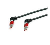 ROLINE Cable USB 2.0, Tipo C - C, ST/ST, rotación de 360°, 60 W, Cable en Espiral, Negro/Rojo, 1,5 m
