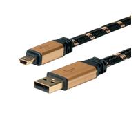 Roline 11.02.8823 cable usb 3 m usb 2.0 usb a mini-usb b negro, oro