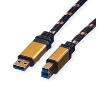 Roline 11.02.8903 - Cable USB de 3 Metros, Negro y Dorado