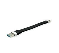 ROLINE Cable USB 3.2 Gen 1 de Silicona, A-C, ST/ST, Negro, 11 cm