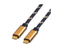 Roline GOLD USB4 Gen3x2 Kabel, C-C, ST/ST, 40Gbit/s, 100W, schwarz/gold, 1 m