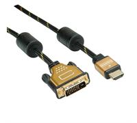 ROLINE 11.04.5891 2m HDMI DVI Negro, Oro adaptador de cable de vídeo - Adaptadores de cable de vídeo (2 m, HDMI, DVI, Macho, Macho, Oro)