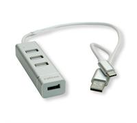 Roline 14.02.5037 hub de interfaz usb 2.0 480 mbit/s plata, blanco