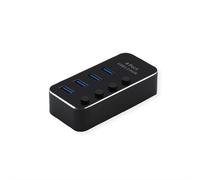 ROLINE Hub USB 3.2 Gen 1 para portátiles, 4 Puertos, conmutables Individualmente, Negro