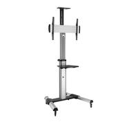 ROLINE 17031260 Soporte TV con Ruedas, para Pantallas de 37 a 70 Pulgadas, hasta 50 kg, Ajuste Altura e Inclinación, Color Plata