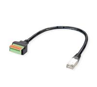 ROLINE Adaptador de Cable RJ45 Macho a Bloque de terminales (Botones pulsadores), 30 cm