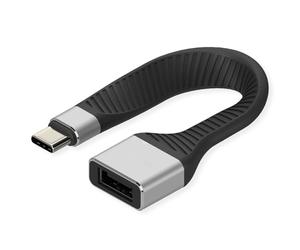 ROLINE Cable de silicona USB 3.2 Gen 2, C-A, ST/BU, 10Gbit/s, Emark, negro, 11 cm