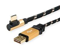 ROLINE Cable Gold USB 2.0, USB A ST Reversible - USB C ST acodado, 3 m
