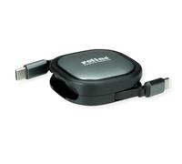 ROLINE Cable retráctil USB 2.0, C-C ST/ST, Negro, 1,2 m