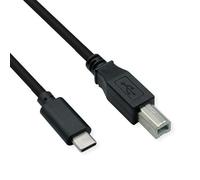ROLINE Cable USB 2.0 Tipo C, C - B, ST/ST, Negro, 1,8 m