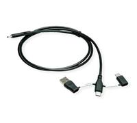 ROLINE Cable USB 2.0 tipo C, ST/ST, con adaptadores de bloqueo de datos tipo A+C, 1 m
