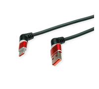 ROLINE Cable USB 2.0, Tipo-C - Tipo-A, ST/ST, rotación 360°, negro/rojo, 1 m