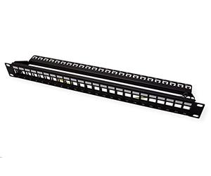 Roline Cat. 6 19"-Keystone Patch Panel STP- Bahía de entrada, screened, color negro (importado)