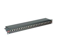 Roline Cat.6/Class E 19" Patch Panel, 24 Ports, STP Black Panel de parcheo - Bahía de Entrada (24 Ports, STP Black, Negro, Metal)