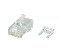 Roline Cat.6 Modular Plug, unshielded, for Solid Wire 10 pcs. Transparente - Adaptador para Cable (unshielded, for Solid Wire 10 pcs, Transparente)