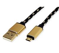 ROLINE Gold Cable USB 2.0, Tipo A ST - Micro B ST (Reversible), 0,8 m